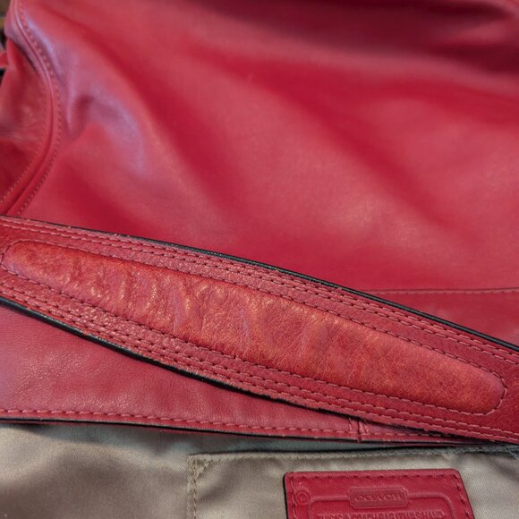 Coach  Zoe Hobo Red Leather Shoulder Bag - Picture 10 of 12